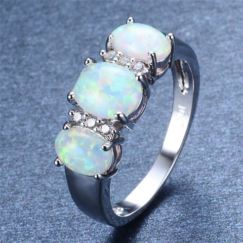 White Fire Opal Ring