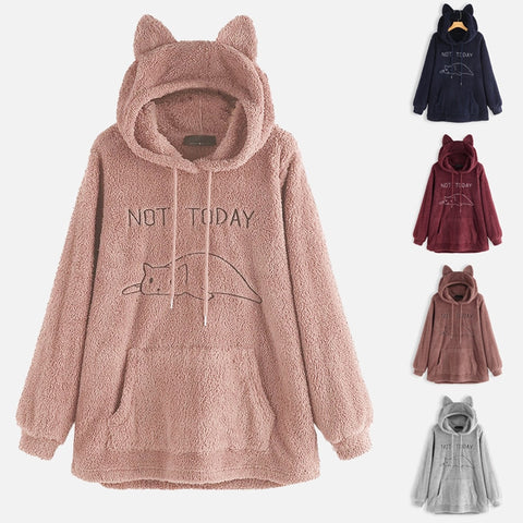 Not Today Fleece Cat Hoodie