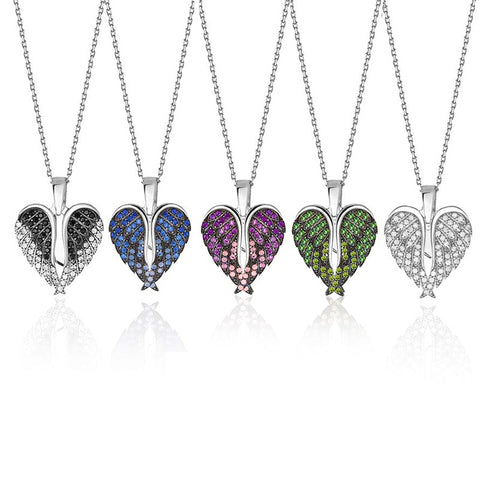 Angel Wings With Heart Pendant