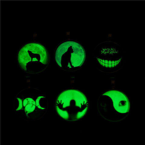 Shadow Men Glow In Dark Glass Cabochon Necklace