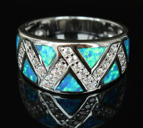 Geometry Blue Fire Opal Ring