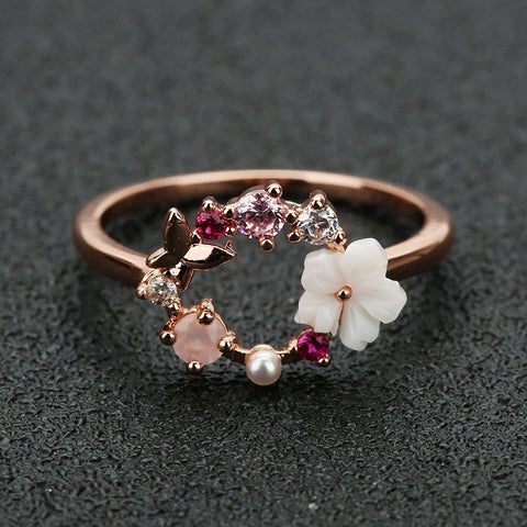 Rosely™ Butterfly Flower Zircon Ring