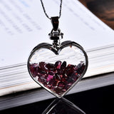 Natural Crystal Mineral Ornament Heart Necklace