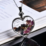 Natural Crystal Mineral Ornament Heart Necklace