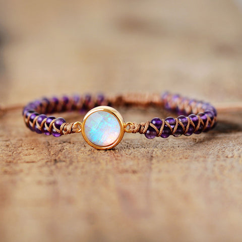 Amethysts Opal String Braided Bracelet