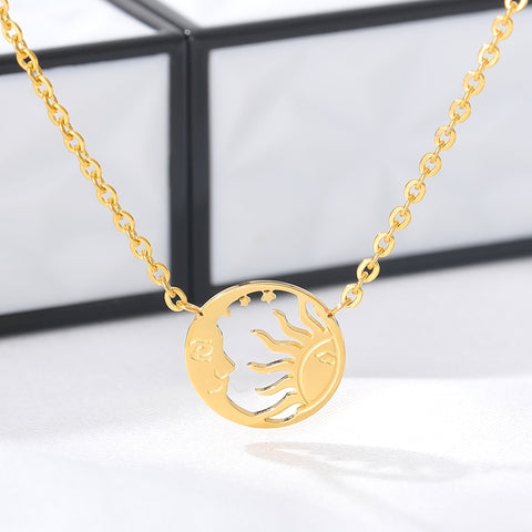 Minimalist Crescent Moon Sun Pendent