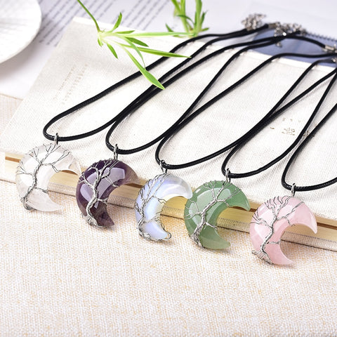 Moon Shape Natural Crystal Pendant