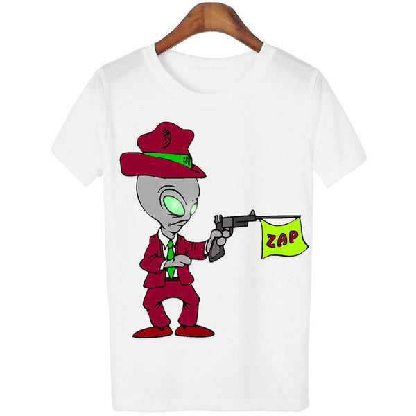 Women 18 Style Smoking Alien Print Funny Casual Tees – ESS6 Fashion