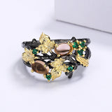 Exquisite Leaf Flower Zircon Ring