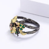 Exquisite Leaf Flower Zircon Ring