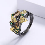 Exquisite Leaf Flower Zircon Ring