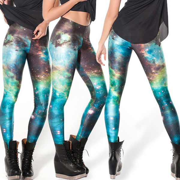 Women Colorful Universe Leggings Galaxy Space Print Leggings