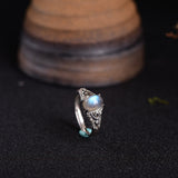 Sterling Silver Natural Rainbow Moonstone Ring