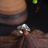 Sterling Silver Natural Rainbow Moonstone Ring