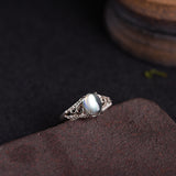 Sterling Silver Natural Rainbow Moonstone Ring