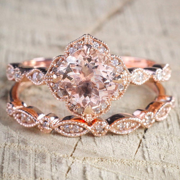 Crystal Rose Ring - 2 Pcs