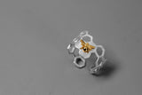 Save The Bees -  925 Sterling Silver Honeycomb Bee Ring