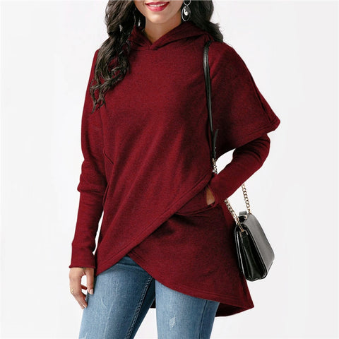 Asymmetric Pullover Hoodie Sweatshirt