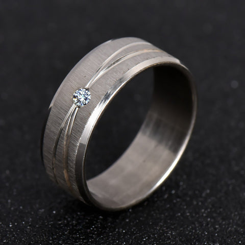 Stainless Steel White Sapphire Ring