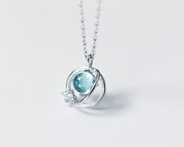 Blue Orb Planet Necklace