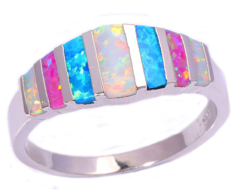 Rainbow Fire Opal Silver Ring