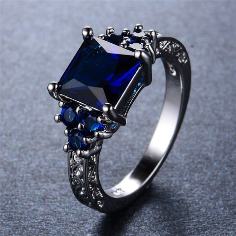 Princess Cut Blue Sapphire Ring