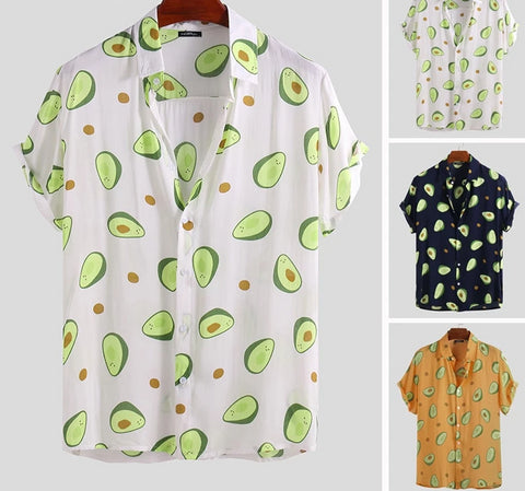 Avocado Turn-down Collar Short Sleeve